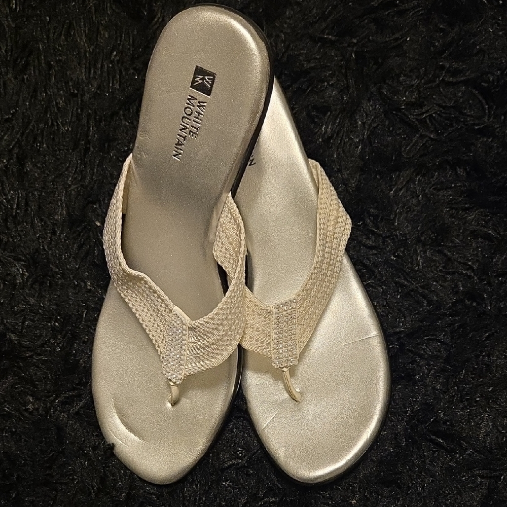 White Mountain Silver/White Sandals